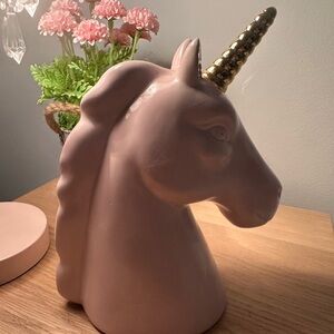 Pink Unicorn piggy bank with Gold Horn